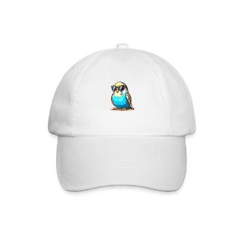 Budgie with sunglasses - Baseball Cap - white/white - Front