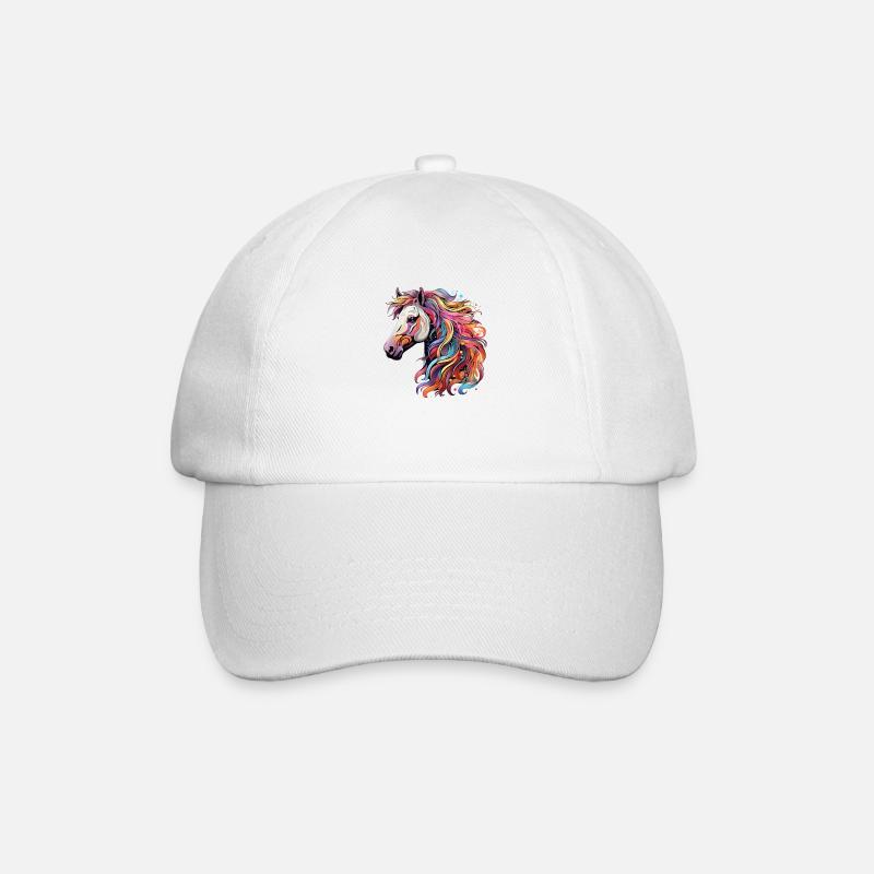 Tolles Pferd in vielen bunten Regenbogenfarben - Baseballkappe - Weiß/Weiß