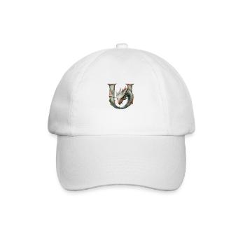Buchstabe "U" im Drachendesign. - Baseballkappe - Weiß/Weiß - Vorne