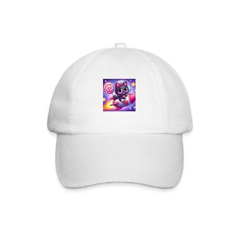 Space Kitty avec sucette et boucle rose dans l’espace - Casquette classique - blanc/blanc - Devant