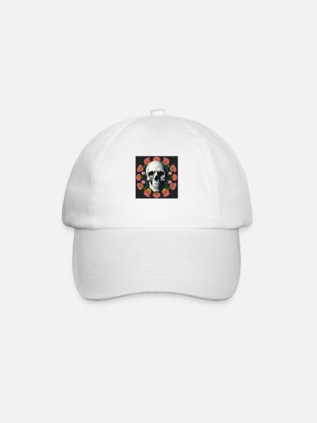Flower-Skull - Baseballkappe - Weiß/Weiß