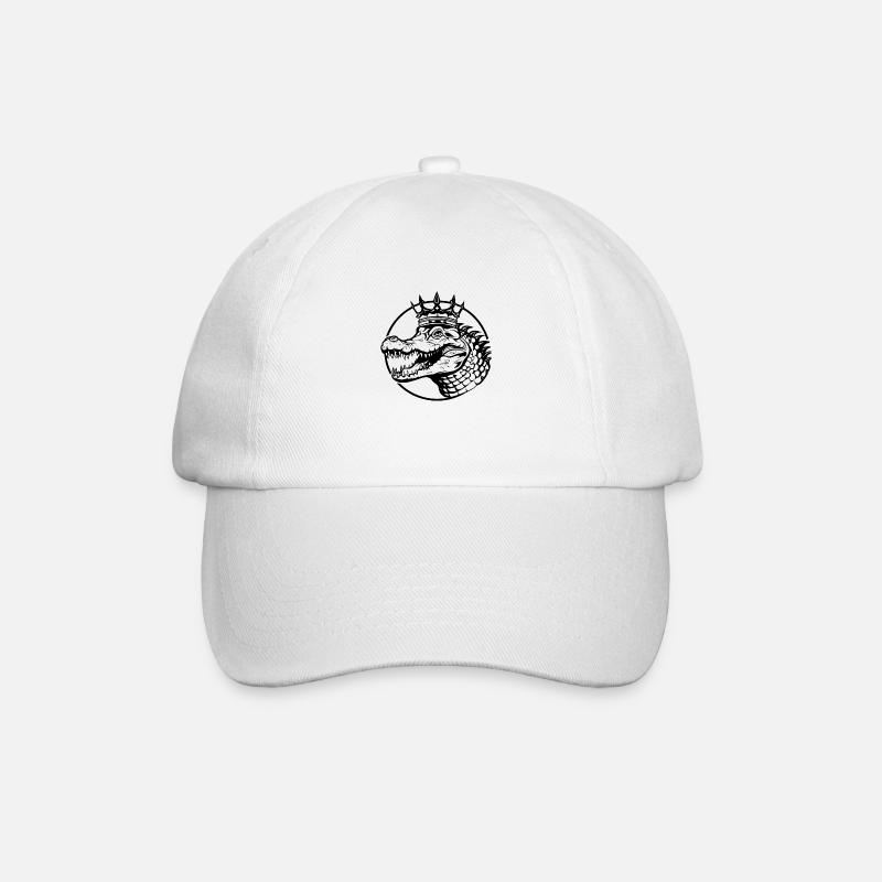Crocodile from the left side with crown - Baseball Cap - white/white