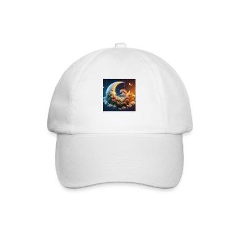 Mond mit Einhorn - Baseballkappe - Weiß/Weiß - Vorne