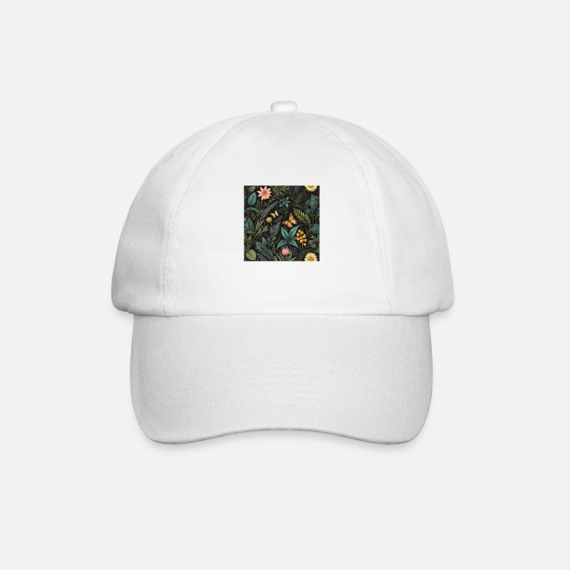 Schmetterlinge im Laub #butterfly #flowers - Baseballkappe - Weiß/Weiß