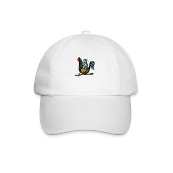 Funny Animals Cat on Chicken Summer Farm - Baseball Cap - white/white - Front