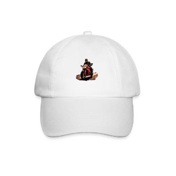 Motard avec moto rouge - Casquette classique - blanc/blanc - Devant