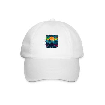 Father and son watching the moon - Baseball Cap - white/white - Front
