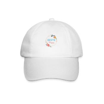 Beste Mami! Blumen Kranz, personalisierbar - Baseballkappe - Weiß/Weiß - Vorne