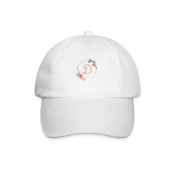 D Monogramm Floral, Blumenkranz, personalisierbar - Baseballkappe - Weiß/Weiß - Vorne