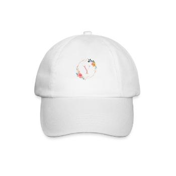 Y Monogram Floral, Floral Wreath, Personalizable - Baseball Cap - white/white - Front