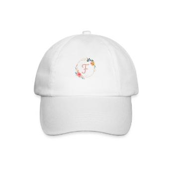 F monogramme Floral, Couronne florale, personnalisable - Casquette classique - blanc/blanc - Devant