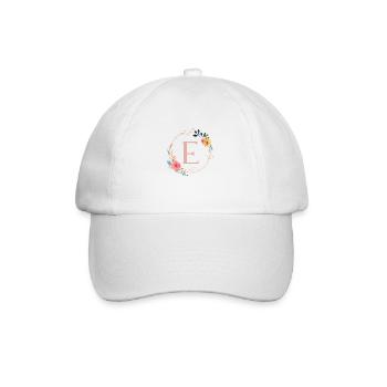 E Monogram Floral, Floral Wreath, Personalizable - Baseball Cap - white/white - Front