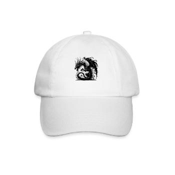 Fantasy-Drache, Anime-Drachenkopf, mythische Reptilienmagie - Baseballkappe - Weiß/Weiß - Vorne