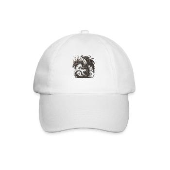 Fantasy-Drache, Anime-Drachenkopf, mythische Reptilienmagie - Baseballkappe - Weiß/Weiß - Vorne