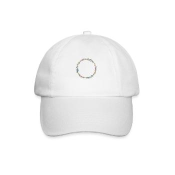 Eukalyptus-Wildblumen-Kranz, personalisierbar - Baseballkappe - Weiß/Weiß - Vorne