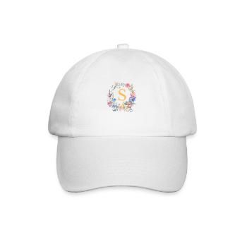 S Monogram Floral, Couronne florale, Personnalisable - Casquette classique - blanc/blanc - Devant
