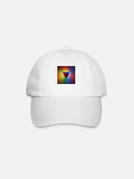 Regenbogen Herz - Baseballkappe - Weiß/Weiß