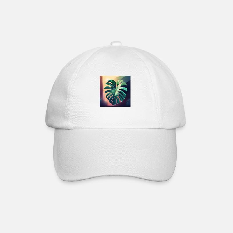 Monstera Leaf - Baseballkappe - Weiß/Weiß