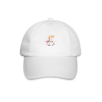 Alicia! Unicorn flower design, customizable - Baseball Cap - white/white - Front