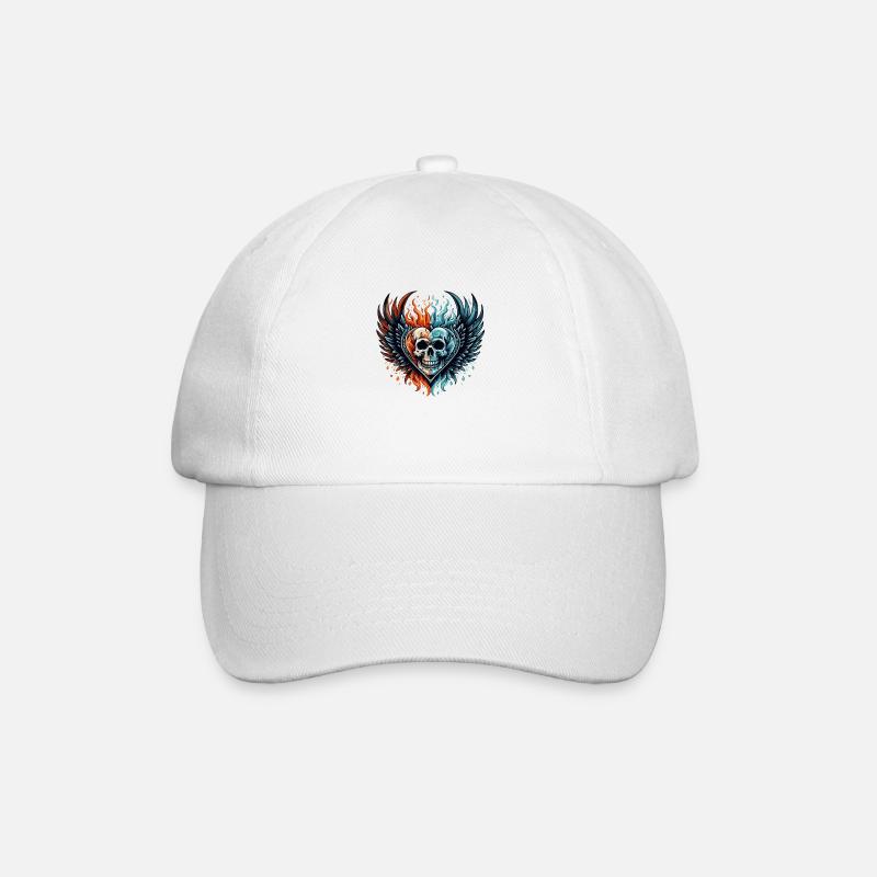 Heart Skull - Baseball Cap - white/white
