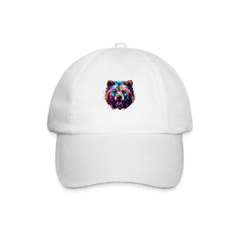Abstract Bear Design - Bear Print - Baseball Cap - white/white - Front