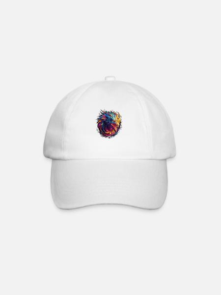 Abstract Dragon - Geometric Dragon Design - Baseball Cap - white/white