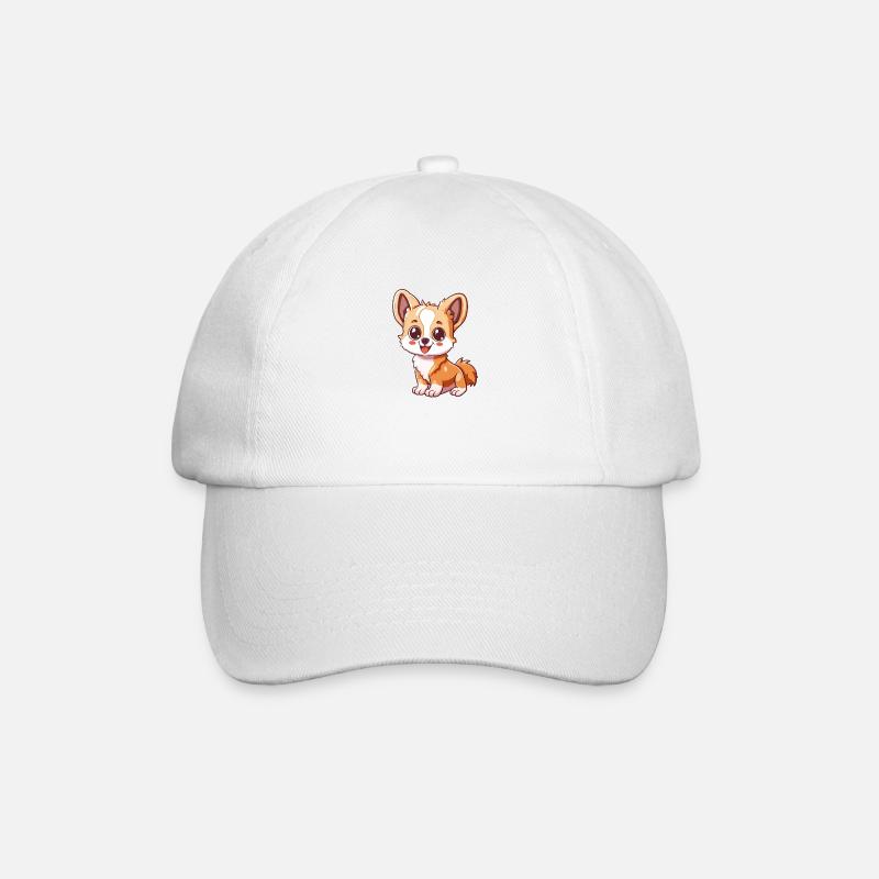 Chiot Corgi mignon avec de grands yeux - Casquette classique - blanc/blanc