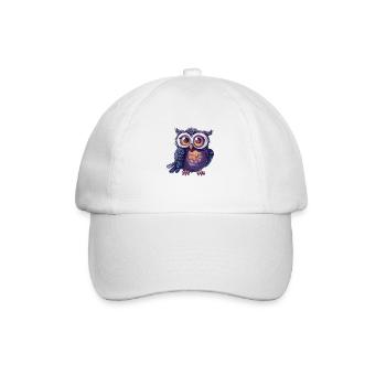Playful owl with big eyes - Baseball Cap - white/white - Front