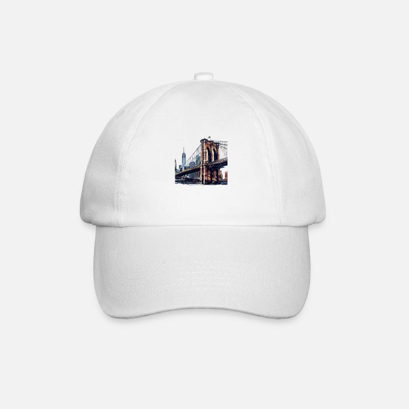 Die Brooklyn Bridge, ein Wahrzeichen New Yorks - Baseballkappe - Weiß/Weiß