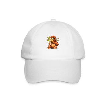 Funny monkey with cool drink - Baseball Cap - white/white - Front