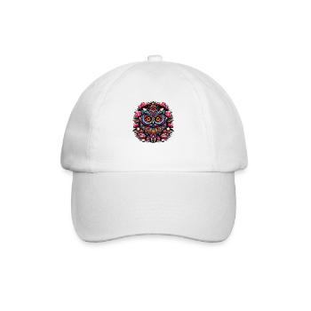 Psychedelische Eule - Baseballkappe - Weiß/Weiß - Vorne
