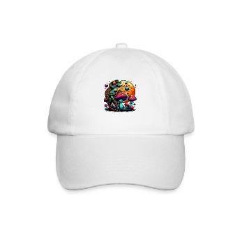 Psychedelischer Frosch mit Pilzen - Baseballkappe - Weiß/Weiß - Vorne