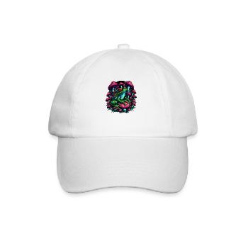 Psychedelischer Frosch mit Pilzen - Baseballkappe - Weiß/Weiß - Vorne