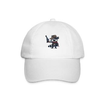 raccoon western - Baseball Cap - white/white - Front