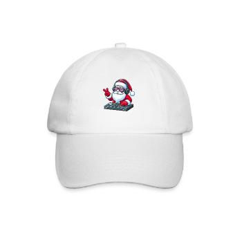 Santa Claus on motorcycle with sunglasses - Baseball Cap - white/white - Front