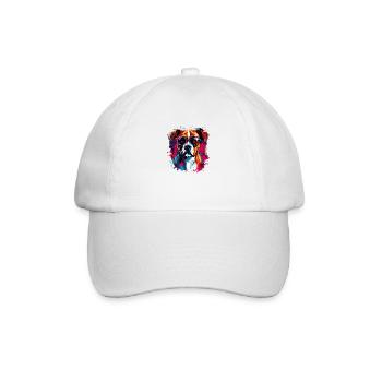 Cooler Boxer Hund - Baseballkappe - Weiß/Weiß - Vorne