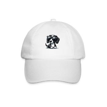 Cute dog with sunglasses - Baseball Cap - white/white - Front