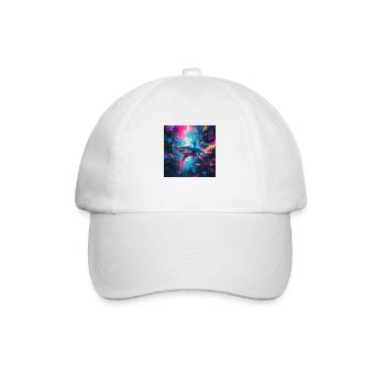 Neon großer weißer Hai - Baseballkappe - Weiß/Weiß - Vorne