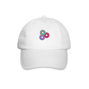 3 bunte Donuts - Baseballkappe - Weiß/Weiß - Vorne