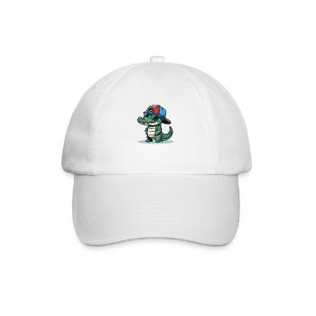 Crocodile with Basecap and Sunglasses - Krokodil - Baseballkappe - Weiß/Weiß - Vorne