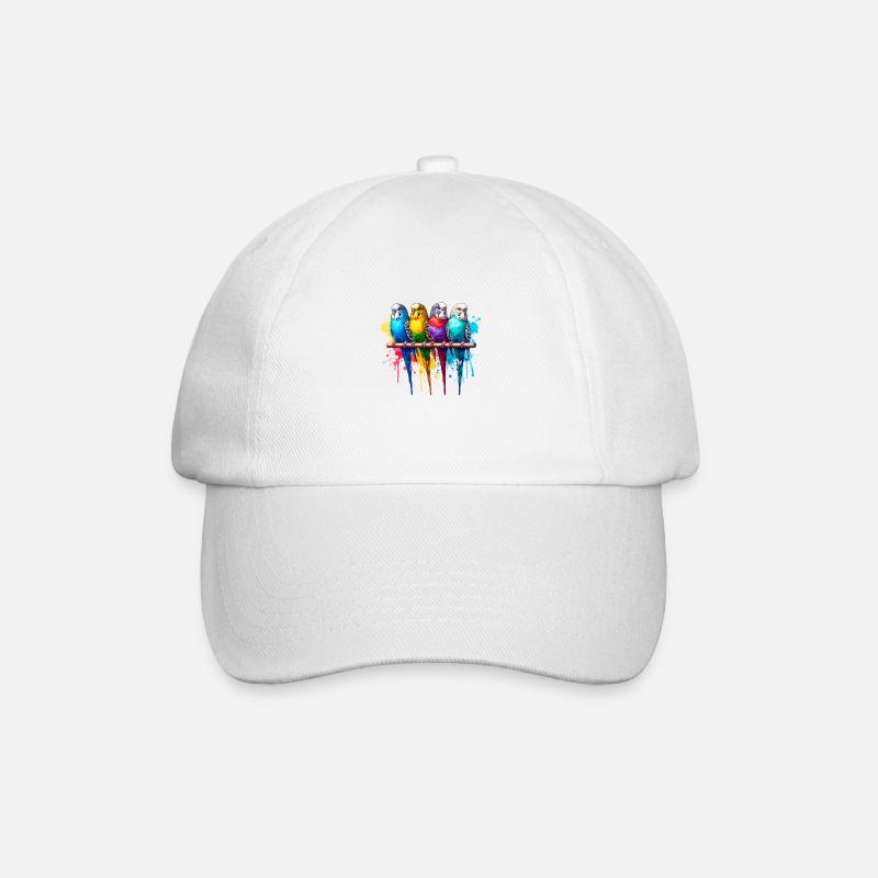 Bunte Wellensittiche - Baseballkappe - Weiß/Weiß