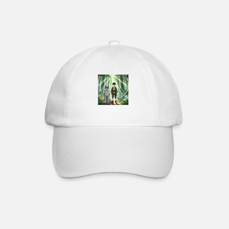 Mann mit Wolf Anime - Baseballkappe - Weiß/Weiß