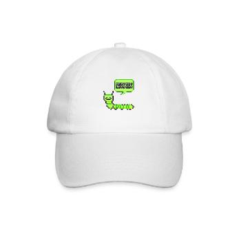 HEY! HO! LETS GO! Pixel Raupe Retroshirt 90er 90s - Baseballkappe - Weiß/Weiß - Vorne