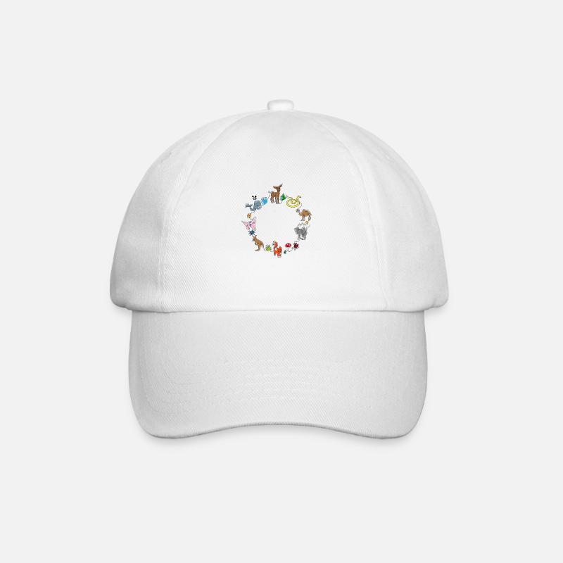 Cute Animals in the Circle Doodle - Baseball Cap - white/white