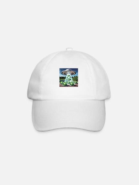 UFO & Kohl - Green Invasion - Baseballkappe - Weiß/Weiß