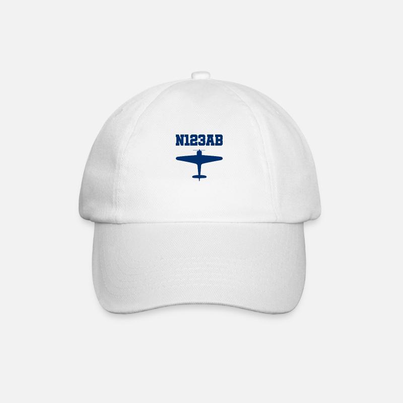 Custom Aviation - Flugzeug - Luffahrt - Pilot - Baseballkappe - Weiß/Weiß