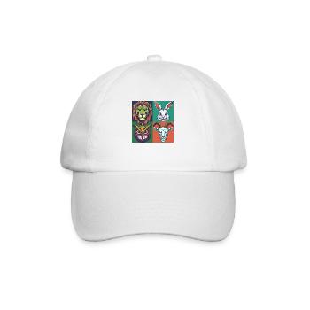 Smile Animals Lion Bunny Owl Goat Halloween horror - Baseball Cap - white/white - Front