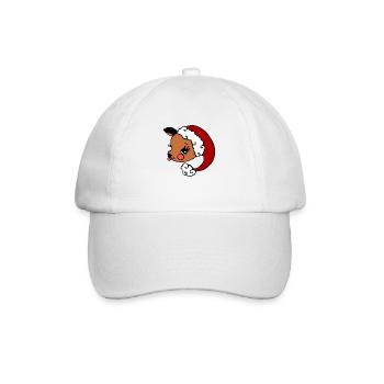Cute Vintage Reindeer with Santa Hat - Baseball Cap - white/white - Front
