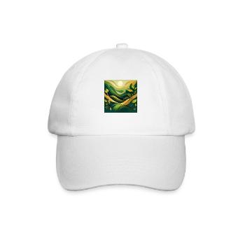 Abstract Green Landscape with Sun and Leaves - Baseball Cap - white/white - Front