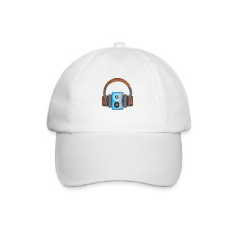 Headphones and audio cassette - Baseball Cap - white/white - Front